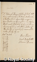 Barry, Sir Edward: certificate of election to the Royal Society
