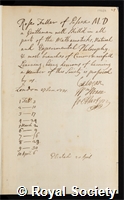 Fuller, Rose: certificate of election to the Royal Society