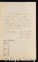 Fullerton, William: certificate of election to the Royal Society