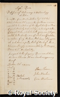 Ripa, Ludovicus a: certificate of election to the Royal Society