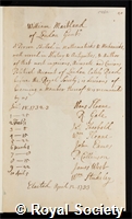Maitland, William: certificate of election to the Royal Society