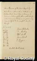 Burrow, Sir James: certificate of election to the Royal Society