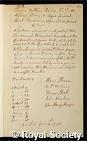Belius, Matthias: certificate of election to the Royal Society