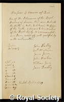 Monnier, Pierre Charles Le: certificate of election to the Royal Society