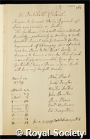 Cleland, Archibald: certificate of candidature to the Royal Society