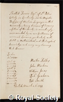 Turner, Shallet: certificate of election to the Royal Society