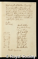 Knight, Ralph: certificate of election to the Royal Society