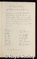Horne, James: certificate of election to the Royal Society