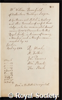 Bromfield, William: certificate of candidature to the Royal Society