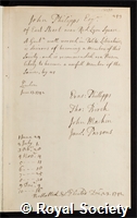 Philipps, Sir John: certificate of election to the Royal Society
