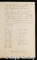 Lyttelton, Charles: certificate of election to the Royal Society