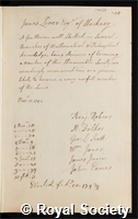 Lever, James: certificate of election to the Royal Society