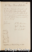 Paman, Roger: certificate of election to the Royal Society