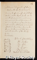 Dayrolles, Solomon: certificate of election to the Royal Society
