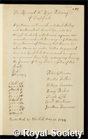 Pickering, Roger: certificate of election to the Royal Society