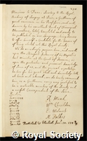 Dran, Henri Francois Le: certificate of election to the Royal Society