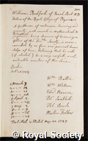 Bedford, William: certificate of election to the Royal Society