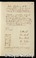 Clephane, John: certificate of election to the Royal Society