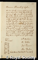 Allamand, Johann Nicholaus Sebastian: certificate of election to the Royal Society