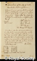 Simon, James: certificate of election to the Royal Society