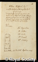 Mitford, William: certificate of election to the Royal Society