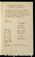 Webb, Philip Carteret: certificate of election to the Royal Society