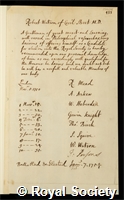 Watson, Robert: certificate of election to the Royal Society