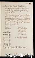Silveyra, Joachim Jose Fidalgo da: certificate of election to the Royal Society