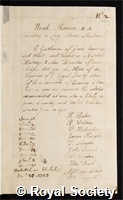 Thomas, Sir Noah: certificate of election to the Royal Society