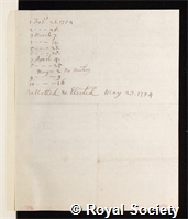 Chevalier, John: certificate of election to the Royal Society