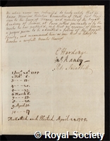 Helvetius, Jean Claude Adrian: certificate of election to the Royal Society