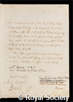 Beccaria, Giovanni Battista: certificate of election to the Royal Society