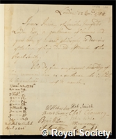 Jurin, James: certificate of election to the Royal Society