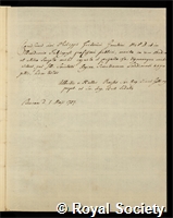 Gmelin, Philip Friedrich: certificate of election to the Royal Society