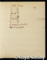 Stuart, James: certificate of election to the Royal Society
