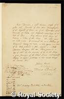 Foscarini, Marco: certificate of election to the Royal Society