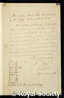 Carafa, Giovanni, Duke of Noia: certificate of election to the Royal Society