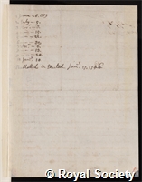 Lacaille, Nicolas Louis de: certificate of election to the Royal Society