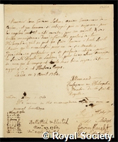 Loten, John Gideon: certificate of election to the Royal Society
