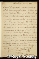 Dumaresq, Daniel: certificate of election to the Royal Society