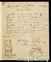Wood, Thomas: certificate of election to the Royal Society