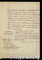 Buchner, Andreas Elias: certificate of election to the Royal Society