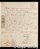 Albinus, Bernard Siegfried: certificate of election to the Royal Society