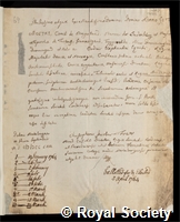 Moltke, Adam Gottlob: certificate of election to the Royal Society