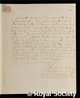 Moltke, Adam Gottlob: certificate of election to the Royal Society