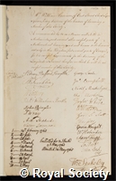 Harrison, William: certificate of election to the Royal Society