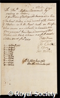 Barnewall, Matthias: certificate of election to the Royal Society