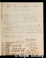 Hopkins, Daniel: certificate of election to the Royal Society
