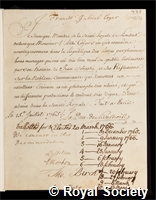 Coyer, Francois Gabriel: certificate of election to the Royal Society
