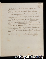 Coyer, Francois Gabriel: certificate of election to the Royal Society